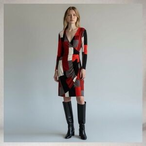 G Wheels Color Block Stretchy Midi Dress Sz M